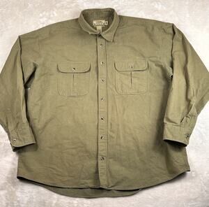 Cabelas Deerskin Soft Chamois Men’s Sz 3XLT Green Regular Button Up Long Sleeve
